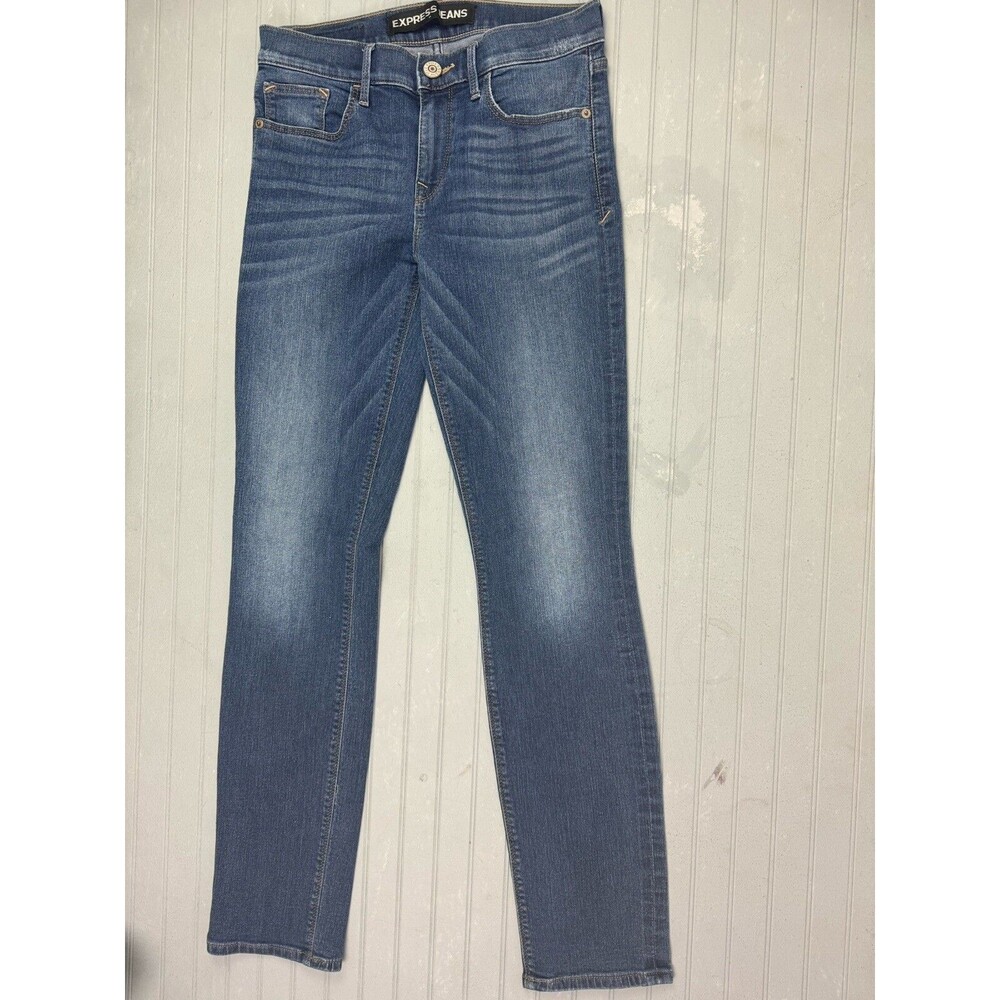 Express Size 4 Mid Rise Skinny Dark Wash Stretch Straight